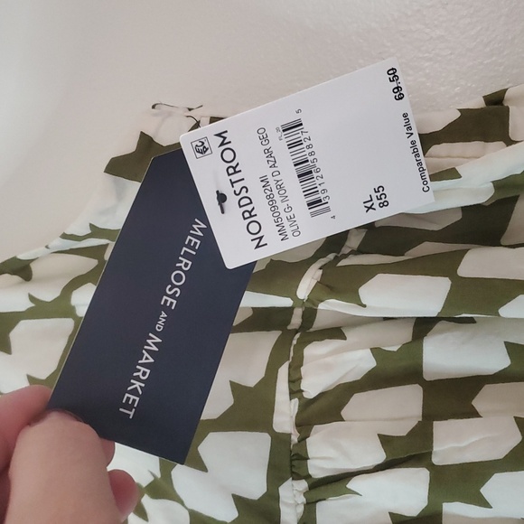 NWT Melrose And Market Olive Ivory Square Neck Maxi Dress XL - Picture 6 of 13